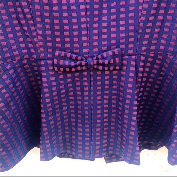 Modcloth Womens small Navy & Maroon Grid Print Bow Back dressy Casual blazer - Picture 6 of 8